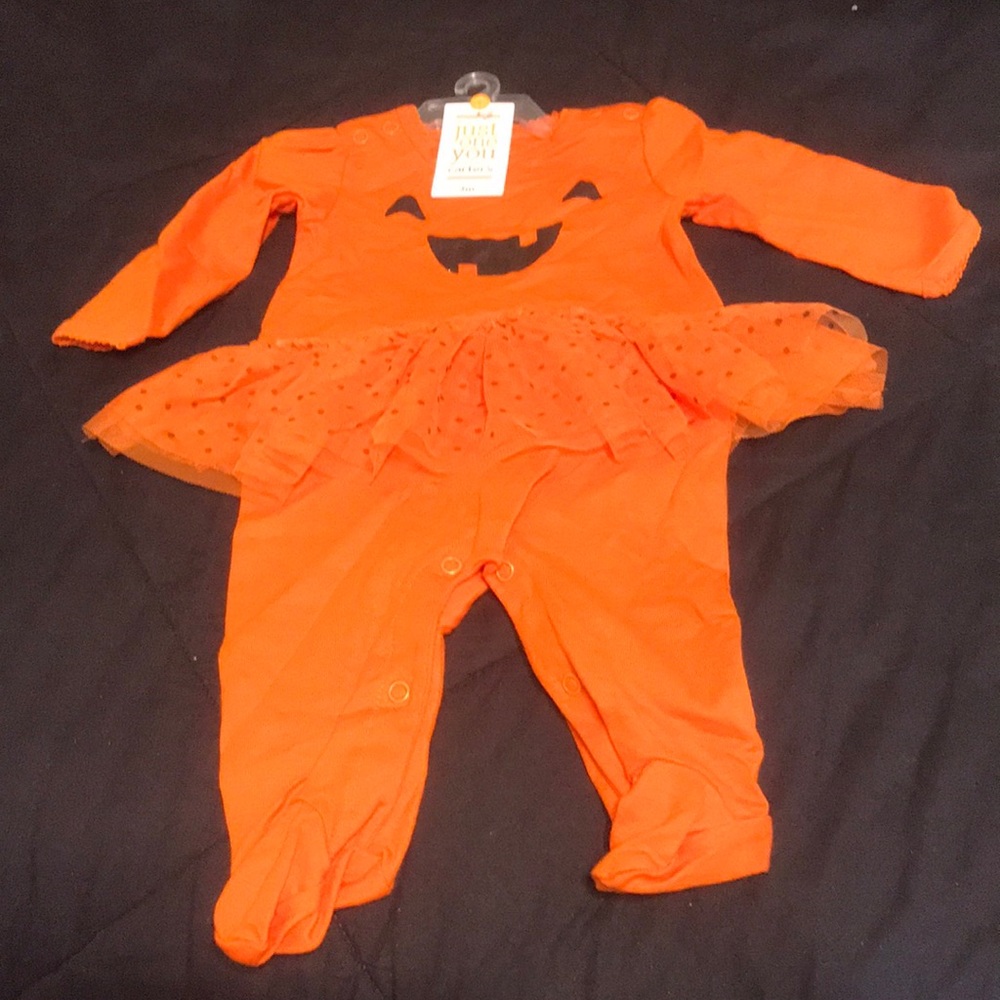 Carter’s Girls knit pumpkin one piece NWT